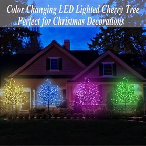 img 3 attached to 🎄 Outdoor Christmas Decor: 6FT Color Changing Cherry Blossom Light-Up Tree with Multicolored Flower Lights for Wedding Party Garden - Perfect for Decor inside & Outside