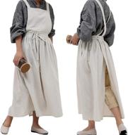 👩 x-back pleated cotton long apron for kitchen, garden, and florist work - beige (38.5x34.6in) логотип