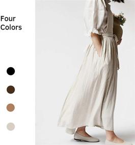 img 2 attached to 👩 X-Back Pleated Cotton Long Apron for Kitchen, Garden, and Florist Work - Beige (38.5x34.6in)
