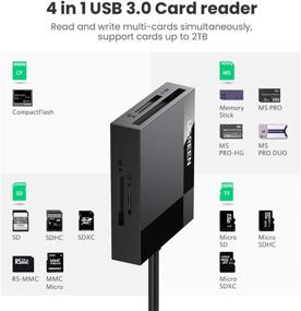 img 3 attached to High-Speed UGREEN SD Card Reader USB 3.0 Card Hub Adapter - Read/Transfer 4 Cards at 5Gbps Simultaneously - Compatible with CF, CFI, TF, SDXC, SDHC, SD, MMC, Micro SDXC, Micro SD, Micro SDHC, MS UHS-I - for Windows, Mac, Linux