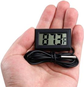img 1 attached to 🌡️ Qooltek Digital LCD Thermometer Gauge with Probe for Vehicle Reptile Terrarium Fish Tank Refrigerator - Fahrenheit Aquarium Temperature Sensor