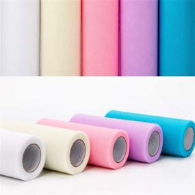 img 2 attached to 🎀 Konsait 5Pack 6INCH x 125Yards Tulle Rolls Assortment - Ideal for Table Runners, Chair Sashes, Bows, Pet Tutu Skirts, Sewing, Crafting, Fabric, Wedding, Halloween, Party Decor - Unicorn and Mermaid Themed - Gift Ribbon Included.