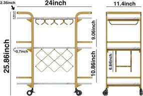 img 1 attached to 🍾 3-Tier Gold Bar Cart: Upgrade Your Space with Modern Wine Storage & Serving Cart, featuring Wine Rack, Glass Holder, Gold Metal Handle & White Marble Wood - Perfect for Home or Commercial Use, Outdoor & Indoor