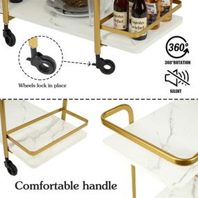 img 3 attached to 🍾 3-Tier Gold Bar Cart: Upgrade Your Space with Modern Wine Storage & Serving Cart, featuring Wine Rack, Glass Holder, Gold Metal Handle & White Marble Wood - Perfect for Home or Commercial Use, Outdoor & Indoor