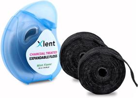 img 4 attached to 🦷 Activated Charcoal Infused Expandable Floss with Xylitol & Natural Plant Based Wax - Fresh Mint Flavor, 3 Count (Includes 1 50 m Floss in Blue Container + 2 50 m Refill Bobbins)