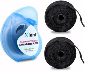 img 3 attached to 🦷 Activated Charcoal Infused Expandable Floss with Xylitol & Natural Plant Based Wax - Fresh Mint Flavor, 3 Count (Includes 1 50 m Floss in Blue Container + 2 50 m Refill Bobbins)