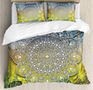 🌈 ethnic mystic mandala karma calmness duvet cover set with pillow shams - queen size, multicolor logo