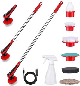 img 4 attached to iMartine Electric Spin Scrubber Cleaning Brush for Bathroom, Shower, Tile, Window, and Kitchen - Cordless with Adjustable Handle and 6 Replaceable Brushes (Adapter Not Included)