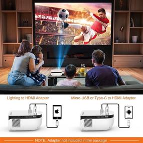 img 2 attached to Nic pow Mini Video Projector with 100 Inch Screen - 1080P Supported, 5500 Lux Portable Outdoor Movie Projector - Compatible with TV Stick/PS4/PC/Laptop/Smartphone