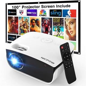 img 4 attached to Nic pow Mini Video Projector with 100 Inch Screen - 1080P Supported, 5500 Lux Portable Outdoor Movie Projector - Compatible with TV Stick/PS4/PC/Laptop/Smartphone