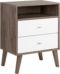 img 1 attached to 🌙 Prepac Milo Mid-Century Modern Nightstand: Sleek 2-Drawer Storage with Open Shelf