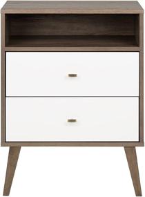 img 2 attached to 🌙 Prepac Milo Mid-Century Modern Nightstand: Sleek 2-Drawer Storage with Open Shelf