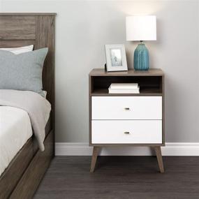 img 4 attached to 🌙 Prepac Milo Mid-Century Modern Nightstand: Sleek 2-Drawer Storage with Open Shelf