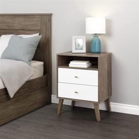 img 3 attached to 🌙 Prepac Milo Mid-Century Modern Nightstand: Sleek 2-Drawer Storage with Open Shelf