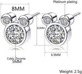 img 3 attached to Adorable Mouse Shape Stud Earrings in 925 Sterling Silver with Dazzling Cubic Zirconia - Perfect Gift for Women and Girls