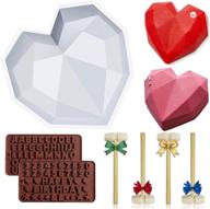 🍫 big heart chocolate mold: unbreakable diamond heart molds with hammers for baking mousse cakes, number, and letter birthday molds logo