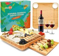 🧀 kunaboo bamboo charcuterie board set - fsc certified cheese board with knife set - perfect for wedding, housewarming gift and entertaining logo