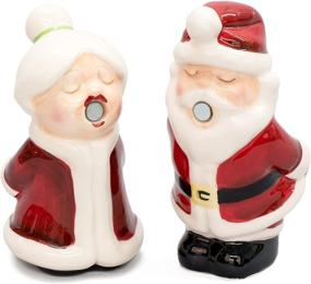 img 2 attached to ❤️ Santa and Mrs Claus Kissing" Magnetic Salt and Pepper Shakers Set