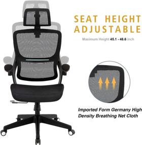 img 1 attached to SAMOFU Ergonomic Mesh Office Chair with 3D Lumbar Support, Adjustable Headrest, and Flip up Arms – Black