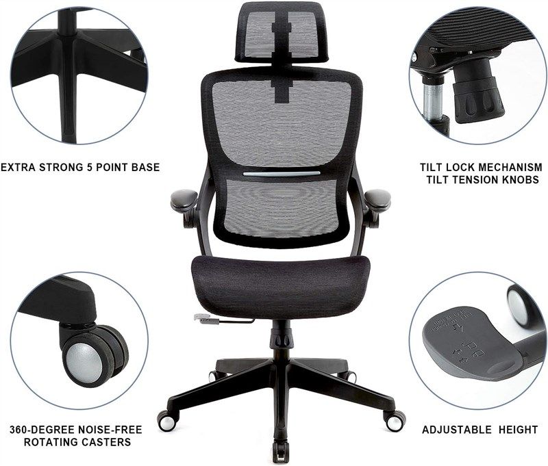  SAMOFU Ergonomic Office Chair, Backrest Height