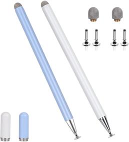 img 1 attached to 🖊️ Universal Stylus Pens with High Sensitivity for Touch Screens - Disc & Fiber Tip, Magnetic Cap - Android, Microsoft Tablets Compatible