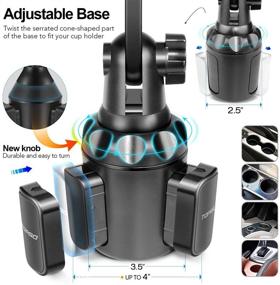 img 1 attached to Держатель телефона в автомобильный стаканчик - надежное и стабильное крепление с регулируемым штативом - серый - держатель для iPhone, Samsung и других смартфонов