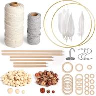 🧶 sntieecr macrame rope kit: 164-piece set with natural cotton cord, floral hoops, beads, rings, sticks - complete macrame wall hanging kit for beginners and adults logo