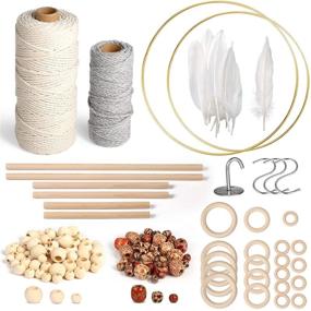 img 4 attached to 🧶 Sntieecr Macrame Rope Kit: 164-Piece Set with Natural Cotton Cord, Floral Hoops, Beads, Rings, Sticks - Complete Macrame Wall Hanging Kit for Beginners and Adults