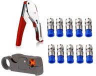 🔧 gaobige coaxial cable crimper kit tool for rg6 and rg59 - compression tool with wire stripper and 10pcs f compression connectors by gaobige - grey logo