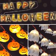 23ft battery operated pumpkin halloween lights - indoor/outdoor decorations логотип