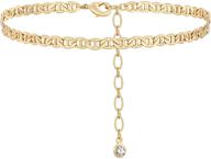 🌸 vacrona 14k gold plated dainty anklet for women - adjustable boho beach foot chain - ankle bracelet in gold logo
