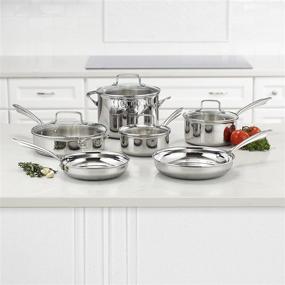 img 3 attached to 🍳 Набор посуды из нержавеющей стали Cuisinart TPS-10 Classic Tri-Ply из 10 предметов, серебристый, ПК