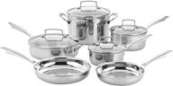 🍳 cuisinart tps-10 10-piece classic tri-ply stainless steel cookware set, silver, pc logo