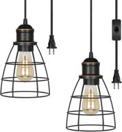 dewenwils 2 pack industrial plug in pendant light with 15ft cord, ul listed, e26 base socket for bedroom, kitchen island, dining hall логотип