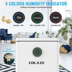 img 2 attached to 🌧️ COLAZE 2000 Sq. Ft 30 Pints Dehumidifier for Home and Basements, Dehumidifier with Drain Hose, 0.66 Gallon Water Tank Capacity, 24Hr Timer, 3-color Humidity Indicator & Auto Defrost