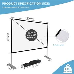 img 3 attached to Premium 120 inch 16:9 HD 4K Projector Screen with Stand: Portable Indoor/Outdoor Cinema Experience with Fast-Folding Design and Carry Bag