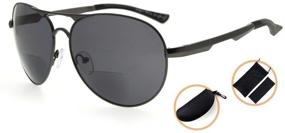 img 2 attached to 🕶️ Eyekepper Polycarbonate Polarized Bifocal Sunglasses Pilot Style: Outdoor Polarised Reading Glasses (Gunmetal, +1.50) - Ensure Comfort and Clarity