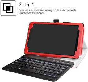 img 3 attached to 🔴 Lenovo Tab E8 HD Wireless Keyboard Case | LiuShan Detachable Keyboard | Standing PU Leather Cover | 8.0" Lenovo Tab E8 HD 2018 Android Tablet PC | Red