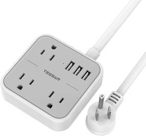 img 4 attached to 🔌 TESSAN Power Strip with USB Ports & 3 Outlets, Compact Gray Mini Travel Extension Cord - Ideal for Dorms, Hotels, Cruises
