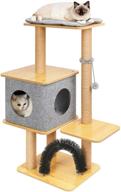 toysboom large cat tree - 45” modern wood furniture with scratching 🐱 posts, cat condo and perch, cat climbing activity playground for indoor cats and kittens logo