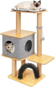 img 4 attached to TOYSBOOM Large Cat Tree - 45” Modern Wood Furniture with Scratching 🐱 Posts, Cat Condo and Perch, Cat Climbing Activity Playground for Indoor Cats and Kittens