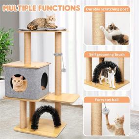 img 2 attached to TOYSBOOM Large Cat Tree - 45” Modern Wood Furniture with Scratching 🐱 Posts, Cat Condo and Perch, Cat Climbing Activity Playground for Indoor Cats and Kittens