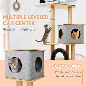 img 3 attached to TOYSBOOM Large Cat Tree - 45” Modern Wood Furniture with Scratching 🐱 Posts, Cat Condo and Perch, Cat Climbing Activity Playground for Indoor Cats and Kittens