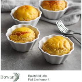 img 3 attached to DOWAN 6 Oz Oven Safe Porcelain Creme Brulee Ramekins - Set of 6 Flower-Shaped White Custard Cups, Dishwasher and Microwave Safe