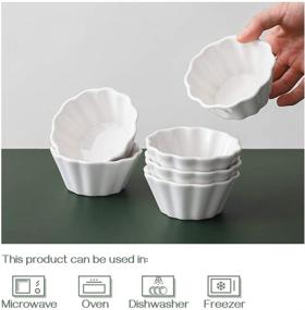 img 1 attached to DOWAN 6 Oz Oven Safe Porcelain Creme Brulee Ramekins - Set of 6 Flower-Shaped White Custard Cups, Dishwasher and Microwave Safe