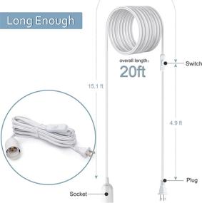 img 3 attached to 🔌 JACKYLED 20Ft UL Approved Extension Cord Cable with On/Off Switch - Ideal for Hanging Lantern Pendant Light Lamp with E26 E27 Socket; Supports up to 360W for Paper Lantern