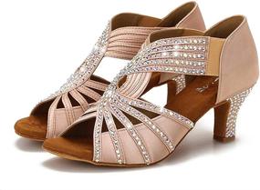 img 4 attached to Dazzle on the Dance Floor: Rhinestones Ballroom Dance Shoes for Women – Latin Salsa Wedding Crystal Shoes with 2.5in Heels (YT05)