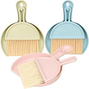img 4 attached to Multipurpose Small Broom and Dustpan Set - Table, Desk, Car, Animal Waste, Sand Brush, Whisk Broom - 3 Pack