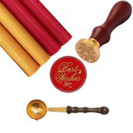 💌 fonswea 6pcs sealing wax sticks kit - perfect for vintage envelope crafts decoration! includes 4pcs wax sticks, wax seal stamp, and wax spoon in 2 colors logo