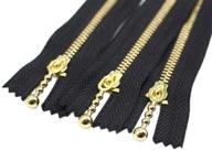 🔑 yahoga 10pcs 14 inch #3 gold metal zippers - stylish closures for sewing purse bags crafts jackets dresses coats (gold 14&#34;) logo